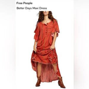 Free People Better Days Striped Maxi Dress Medium NWT